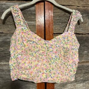 Floral Print Women's Cropped Top Size L Japan